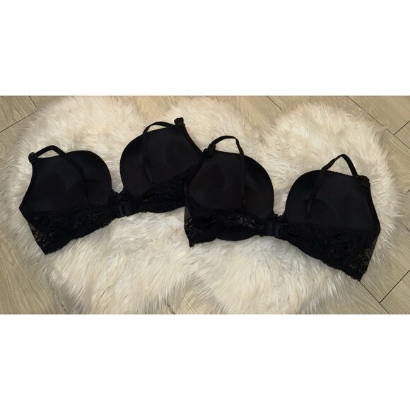 2 Smart & Sexy SA276 Super Push Up Bras Add 2 Cups Lace UW Womens 36C Black - Picture 3 of 6